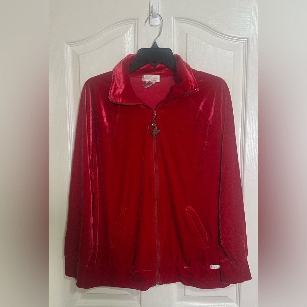 Women’s Vintage BABY PHAT‎ Velour Track  Design Zipper Y2K Jacket. Size 1X.